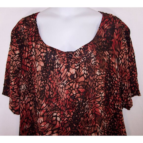 NEW Roaman's 36W Angelina Animal Print Crinkle Crepe Short Sleeve Tunic Top - Picture 4 of 12